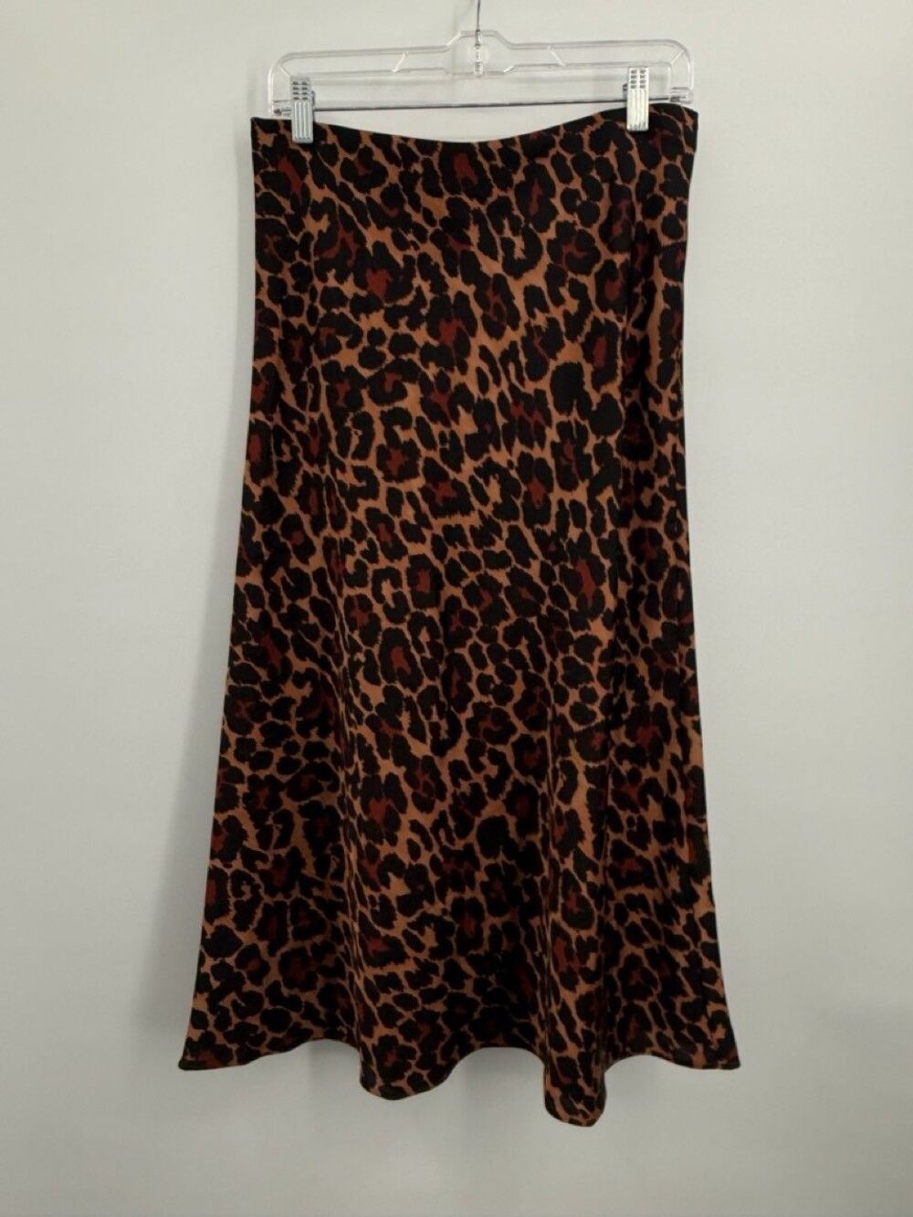 J.Crew AR486 Leopard Pull-On Slip Midi Skirt Womens M Brown Black Fall 2020 - Picture 2 of 11